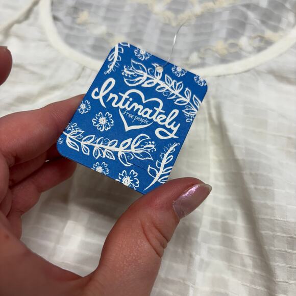 NWT Free People Intimately Elisa‎ Ivory Womens L Lace Trim Flowy Boho Tunic Top - Picture 8 of 8